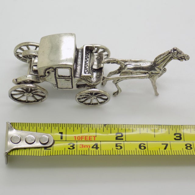 Vintage Italian Handmade Genuine Silver Carriage With Horse Figurine Miniature, Made in Tuscany (Arezzo) For Sale - Image 10 of 10