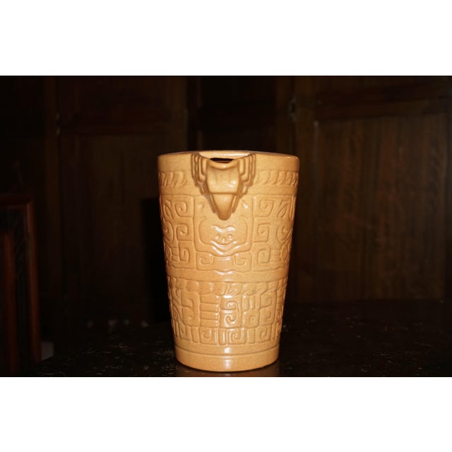Vintage Spanish Revival Embossed Ceramic Pitcher & Four Mugs – 5 pcs For Sale - Image 9 of 9