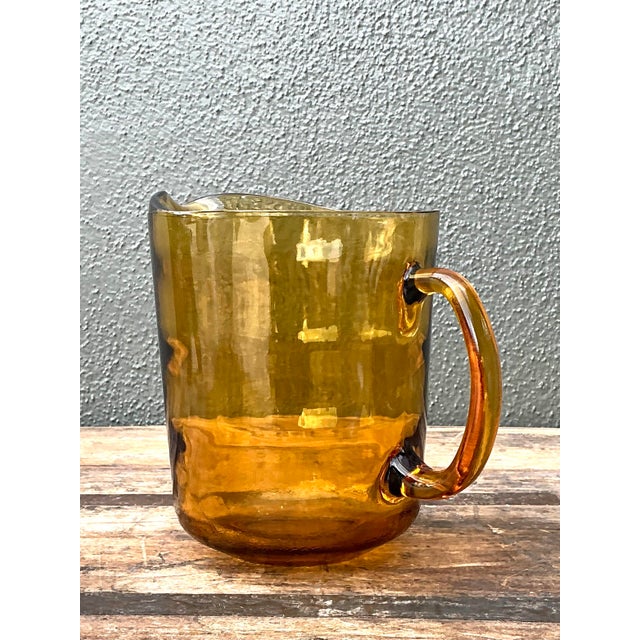 Late 20th Century Vintage Amber Glass Pitcher For Sale - Image 5 of 12