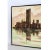 1970s Lee Reynolds Style Green and Brown Mid-Century Modern Cityscape Skyline Painting For Sale - Image 5 of 10