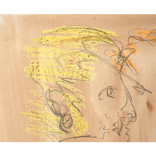 The Lovers "The Eyes Have It" Figurative Abstract Watercolor and Pencil on Paper For Sale - Image 4 of 9