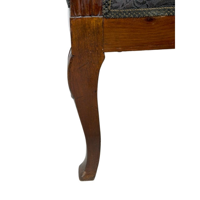 Antique Empire Style Mahogany Armchair With Black Damask Upholstery For Sale - Image 13 of 18