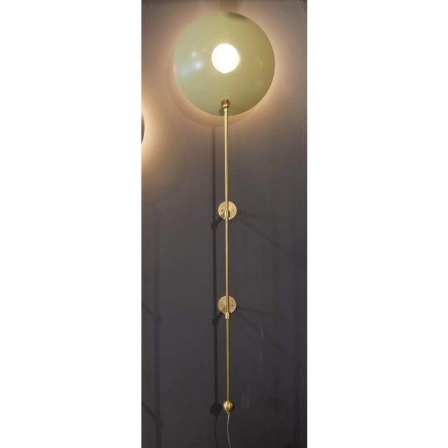 Not Yet Made - Made To Order Blueprint Lighting Large "Pop" Brass + Light Green Enamel Wall Sconce For Sale - Image 5 of 5