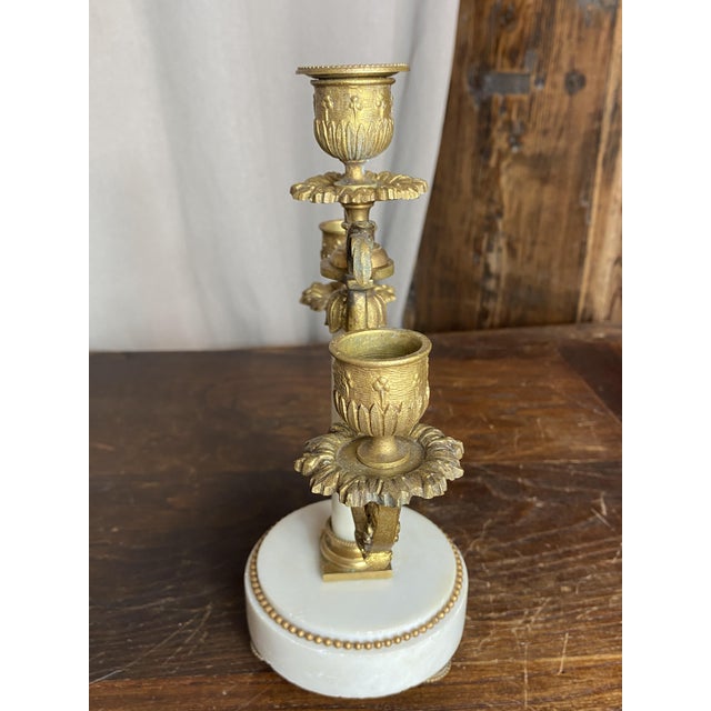 Gold Antique French Bronze and Marble Candleholders from Befos, Set of 2 For Sale - Image 8 of 18