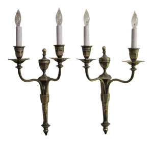 Adam's Style Wall Lights of Burnished Pewter - a Pair