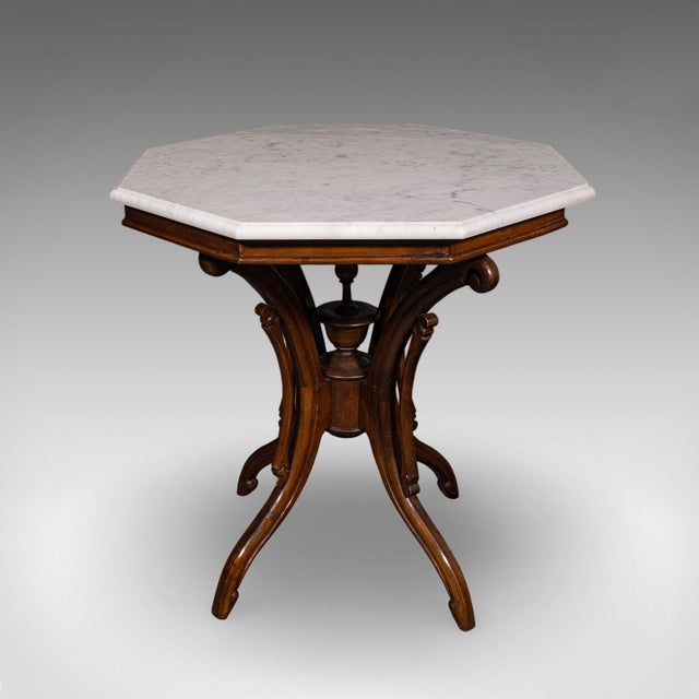 Vintage Octagonal Tea Table, English, Marble Top, Occasional, Regency Revival For Sale - Image 4 of 12