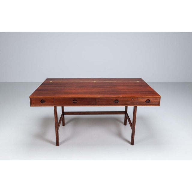 Flip-Top Partners Desk in Rosewood attributed to Peter Løvig Nielsen for Løvig, Denmark, 1960 For Sale - Image 7 of 18