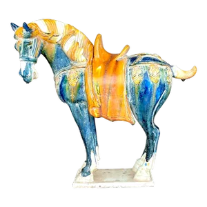 Vintage Asian Glazed Ceramic Tang Horse