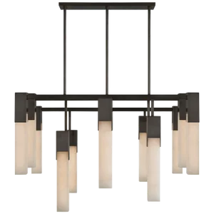 Kelly Wearstler for Visual Comfort Signature Covet Large Chandelier in Bronze with Alabaster
