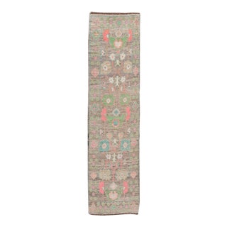 Colorful Modern Oushak Wool Runner For Sale