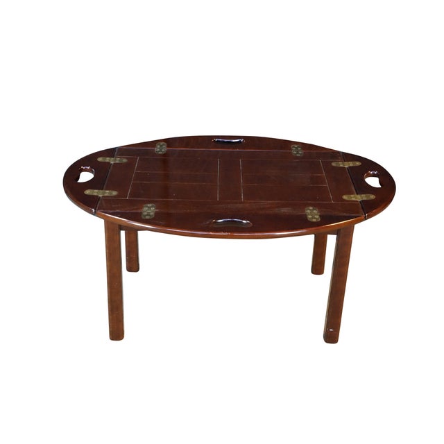 Campaign 1991 Vintage Bombay Co Campaign Style Cherry Finished Butler's Coffee Tray Table For Sale - Image 3 of 16
