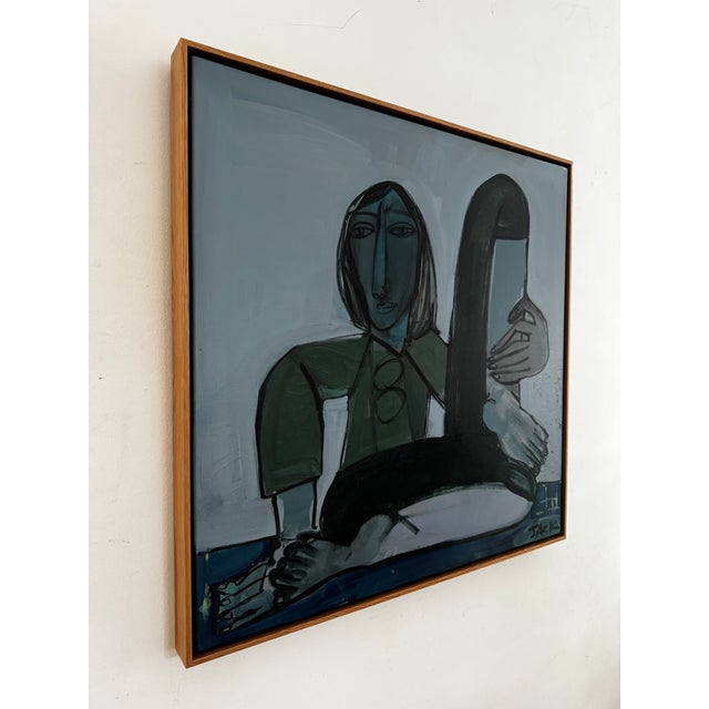 30"x30" acrylic on canvas. Framed in an oak floater frame. Ready to hang. Signed on the front and back. Includes...