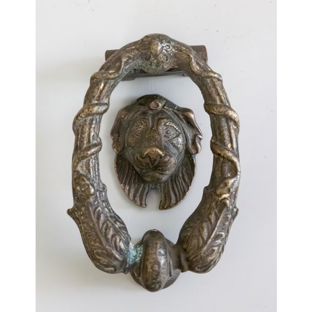 19th Century French Brass Lion Door Knocker For Sale - Image 9 of 9