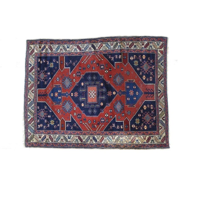 Ruby Red 1930s Vintage Caucasian Rug For Sale - Image 8 of 8