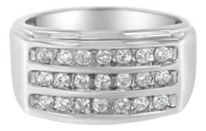 14K White Gold Men's Diamond Channel Set Band Ring (1 cttw, H-I Color, SI2-I1 Clarity) - Size 10
