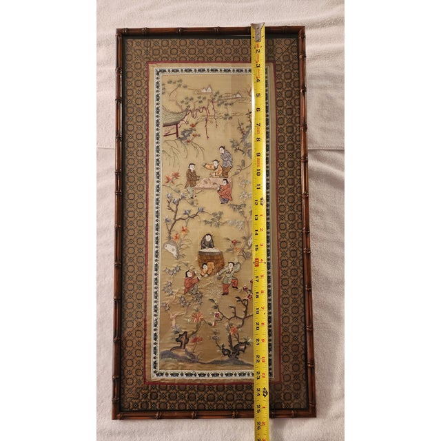 20th Century Chinese Republic Embroidered Framed Antique Silk Tapestry For Sale In Atlanta - Image 6 of 7