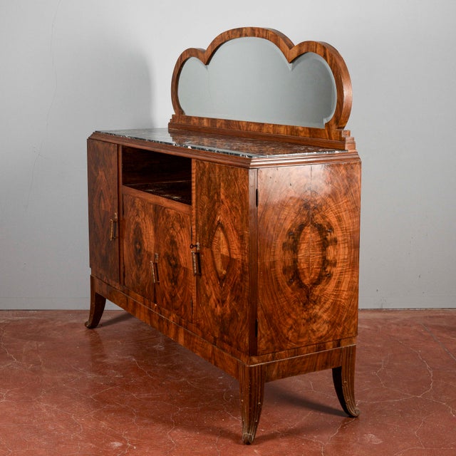 Art Deco Sideboard with Mirror and Black Veined Marble Top For Sale - Image 17 of 18