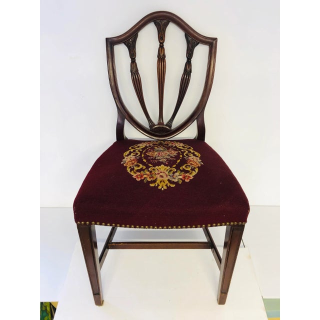 American Vintage Mahogany Needlepoint American Traditional Chair For Sale - Image 3 of 10