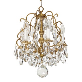 Antique Super Fussy Birdcage Gleaming Brass Cut Lead Glass Crystal Chandelier ~ Rewired ~ Restored ~ Rejuvenated ~ Ready to Hang ~ For Sale