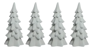 Snow-Covered Flocked Ceramic Trees, Set of 4, 14"