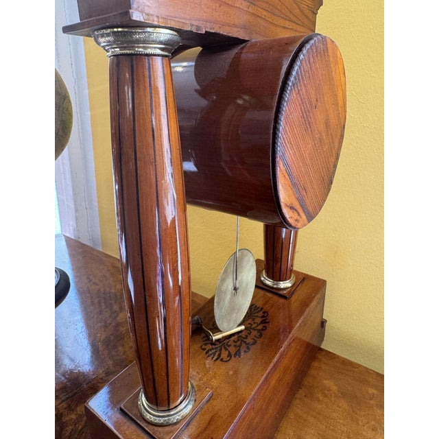Metal Biedermeier Portico Chest of Drawers Clock For Sale - Image 7 of 11