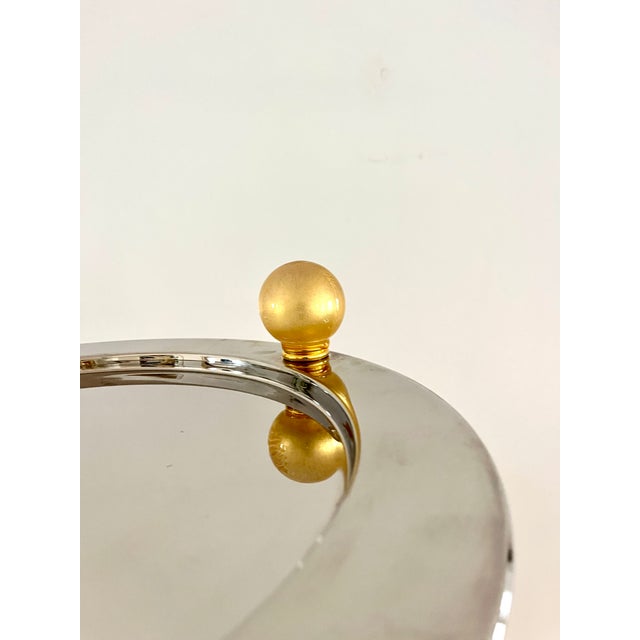 Vintage Italian Palladium-Plated Serving Tray with Murano Glass Handles, 1980s For Sale - Image 4 of 9