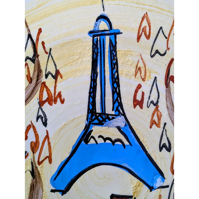 1950s Madeleine in Paris at Eiffel Tower Plate in Painted and Glazed Ceramic by Ludwig Bemelmans, 1950s For Sale - Image 5 of 7