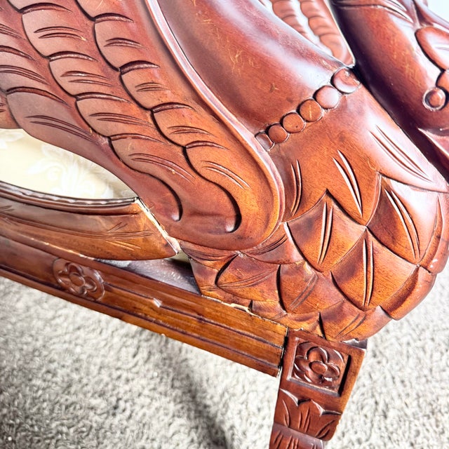 Vintage Carved Wooden Swan Arm Chairs - A Pair For Sale - Image 9 of 12