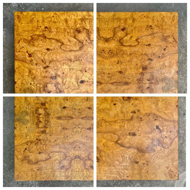 Modern Olive Burl Floating Square Coffee Table in Milo Baughman Style For Sale In Tampa - Image 6 of 13