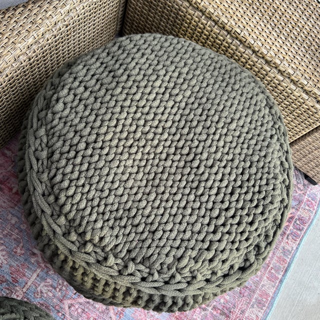 Pottery Barn Hand Knit Pouf Ottoman Chairish