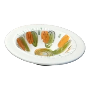 1980s Signed Sasha Brastoff Green/Orange & Gold Bowl