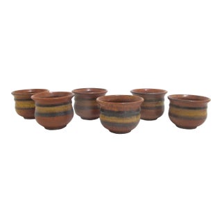 Wally Schwab Pacific Nw Stoneware Studio Pottery Small Pot or Punch Cup Set of 6 For Sale