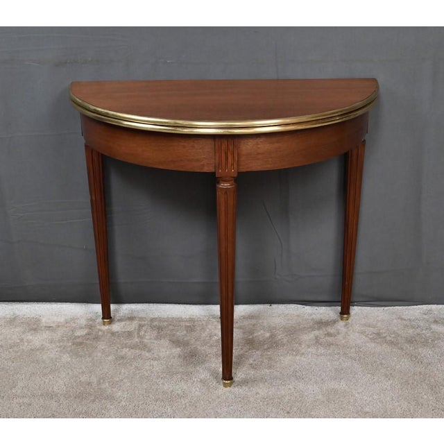 Early 20th Century Louis XVI Mahogany Half-Moon Games Table For Sale - Image 6 of 18