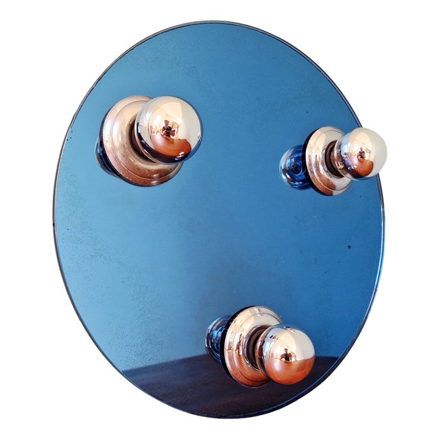 Space Age Wall or Ceiling Light in Blue Mirrored Glass, 1970s For Sale