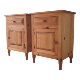 1970s Vintage Pine Night Stands - Set of 2 For Sale
