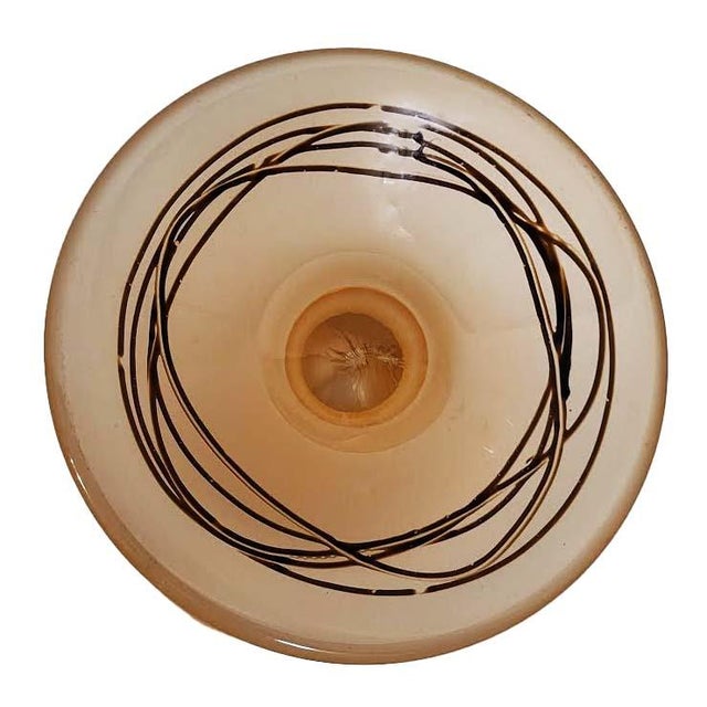 Vintage 14” Italian Frosted Amber Art Glass Trumpet Vase - Art Nouveau Style For Sale - Image 11 of 12