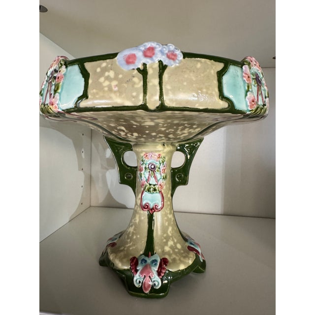 Early 20th Century Antique Majolica Compote | Circa 1890–1910 For Sale - Image 5 of 8