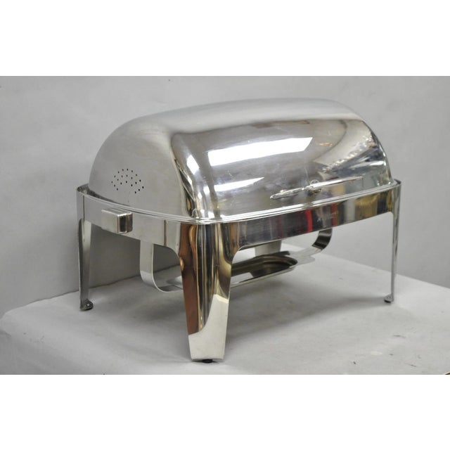 Late 20th Century Sunnex Stainless Steel Rolling 8.5l Chafing Dish Buffet Chafer Catering Server For Sale - Image 15 of 16