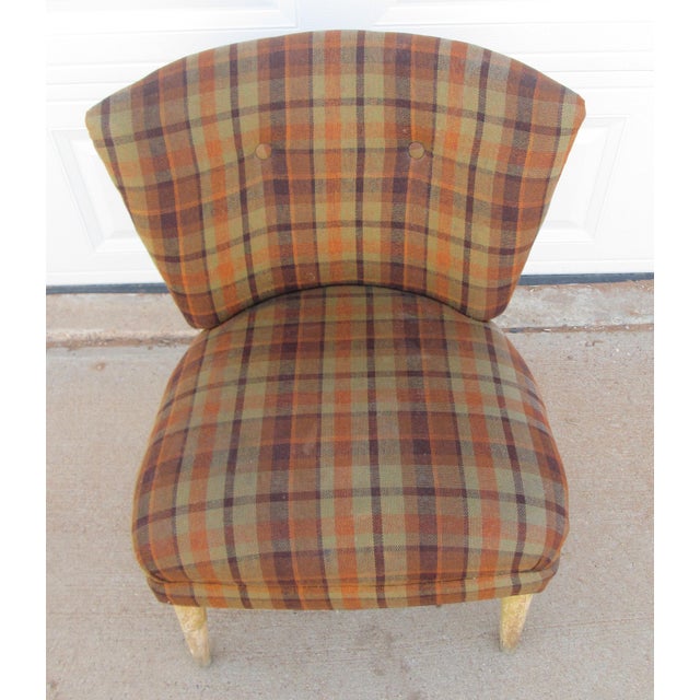 Cocktail Side Chair Mid Century Modern Plaid For Sale - Image 9 of 13