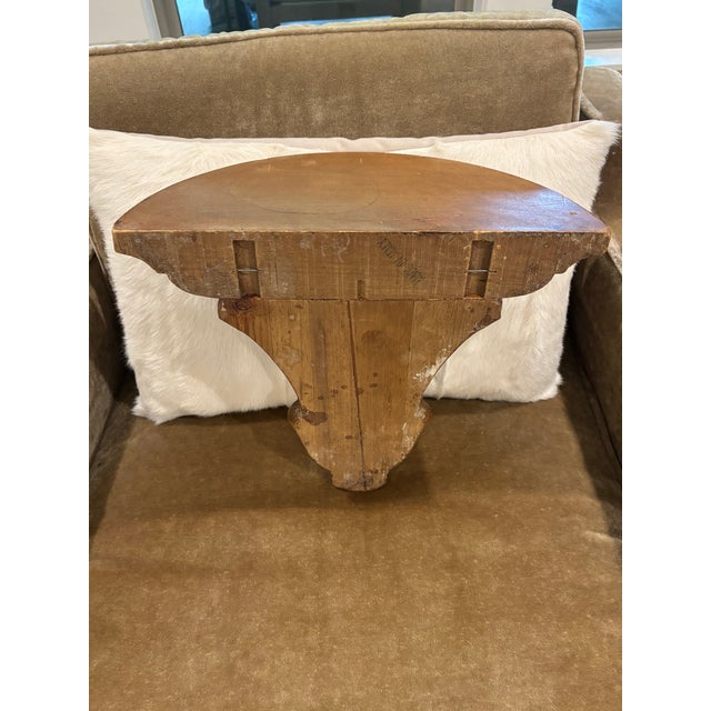Brown Large Scale Vintage Italian Hand-Carved Wooden Wall Shelf / Wall Bracket For Sale - Image 8 of 12