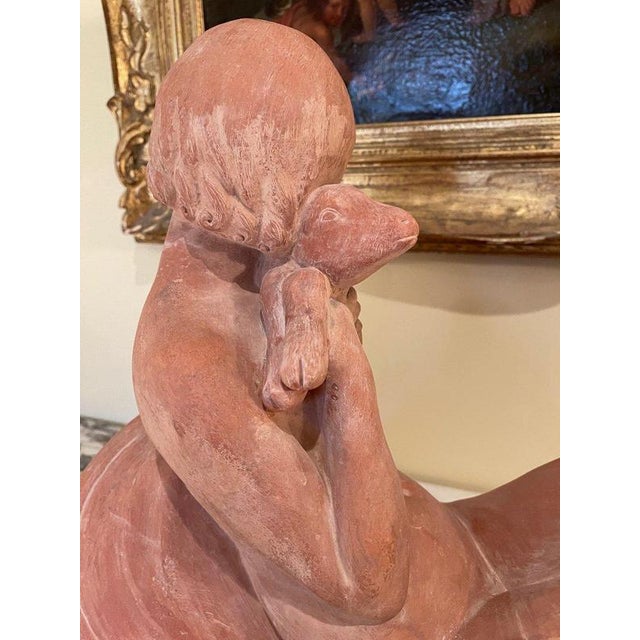 Georges Costes, Young Nude Woman with Lamb, Terracotta For Sale - Image 9 of 11