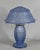 Pierre d'Avesn for Lorrain A rare French art deco mushroom lamp in blue toned pressed glass made around 1930. The lamp was...