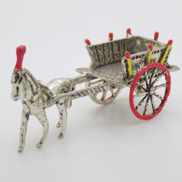 1980s Vintage Sicilian Silver 800 Traditional Carriage Figurine, Italy, 1980s For Sale - Image 5 of 12