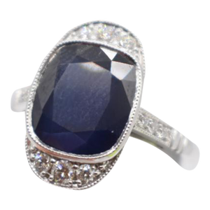 Mid 20th Century Sapphire and Diamond Ring, Size 6.75