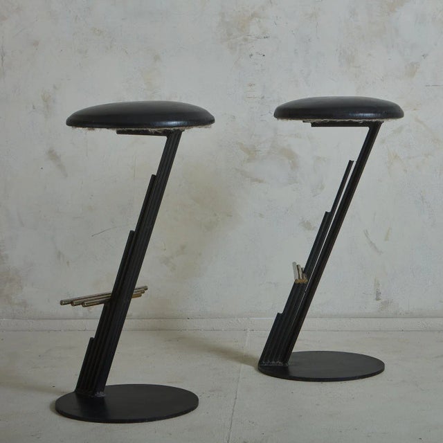 Curtis Jere Pair of Brutalist Cantilever Stools by Curtis Jere For Sale - Image 4 of 8