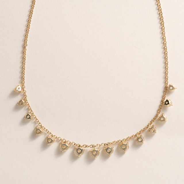 3.69 Carats Old European and Old Mine Cut Diamond Dangle Riviere 18k Necklace For Sale - Image 4 of 4