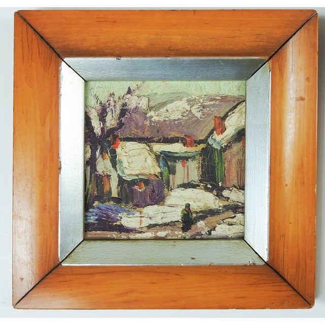 Small Mid 20th Century Modernist Village Paintings - Set of 4 For Sale - Image 4 of 7
