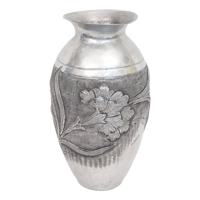 Art Nouveau Pewter Vase, 1890s For Sale