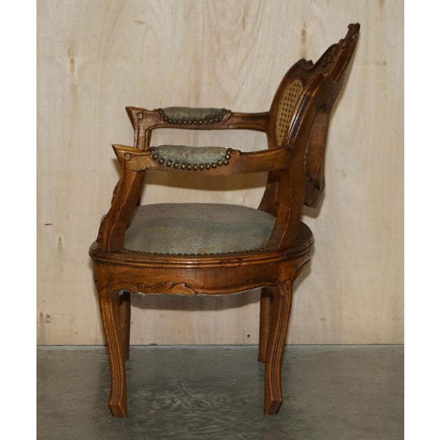 Antique Napoleon III Bergere Armchairs and Matching Table, 1890, Set of 3 For Sale - Image 13 of 18