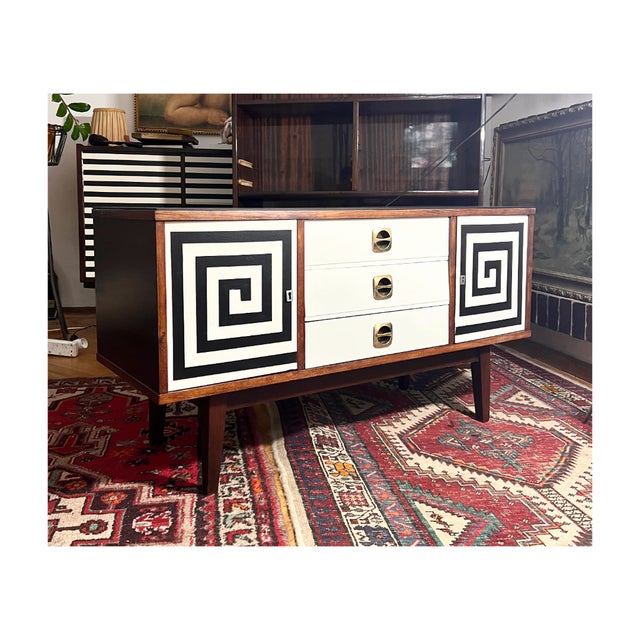Black Vintage Sideboard with Drawers, Czechoslovakia, 1973 For Sale - Image 8 of 10
